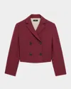 Theory Admiral Double Breasted Crop Jacket In Burgundy
