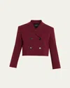 Theory Admiral Double Breasted Crop Jacket In Burgundy