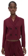 Theory Crop Double-breasted Jacket Grenache In Burgundy