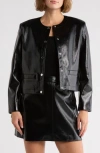 Theory Crop Faux Leather Jacket In Black