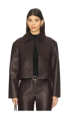 Theory Cropped Trench In Sleek Leather In Brown