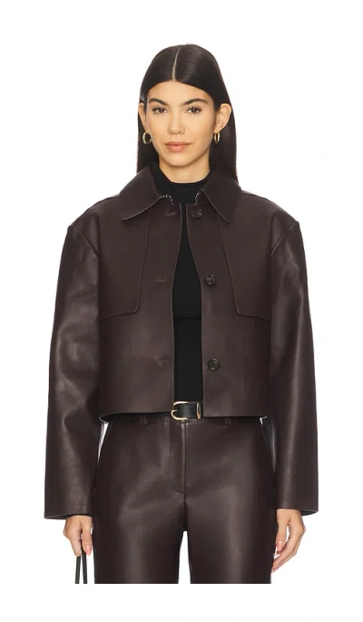 THEORY CROP LEATHER TRENCH