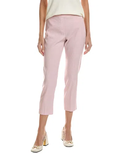 Theory Crop Linen-blend Pant In Pink