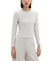 Theory Crop Peplum Linen-blend Jacket In Grey