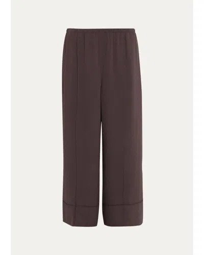 Theory Crop Pintuck Wide-leg Pants In Brown
