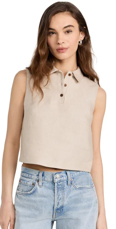 Theory Crop Polo Top Straw