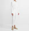 Theory Crop Stretch Cotton Straight Leg Pants In White In White