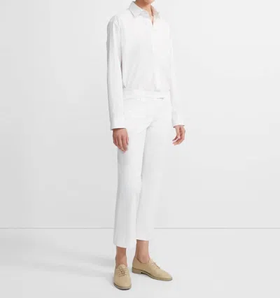 Theory Crop Stretch Cotton Straight Leg Pants In White