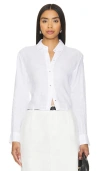 Theory Relaxed Linen Crop Shirt In White