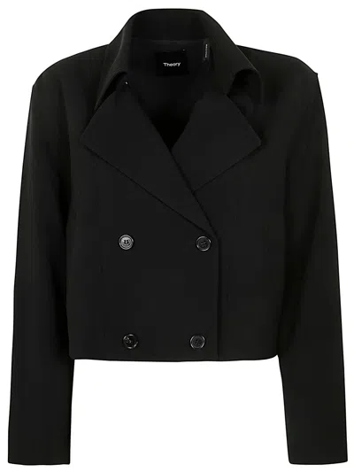 Theory Crop Trench Admir Clothing In Black
