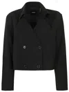 Theory Crop Double Breasted Jacket Black In Black
