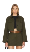 Theory Cropped Trucker Jacket In Organic Cotton In 深橄榄色