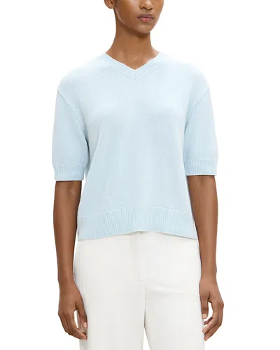 Theory Crop V Cashmere Tee In Blue