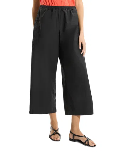 Theory Wide Leg Cotton Blend Crop Paints In Black