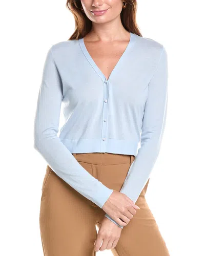 Theory Crop Wool-blend Cardigan In Blue