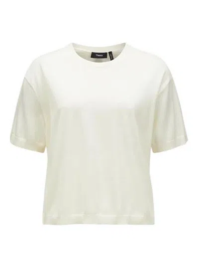 Theory Crop Wool T-shirt In White