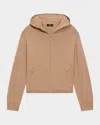 Theory Cropped Hoodie In Felted Wool-cashmere In New Camel