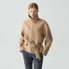 Theory Cropped Anorak Jacket In Textured Wool-cashmere In Brown