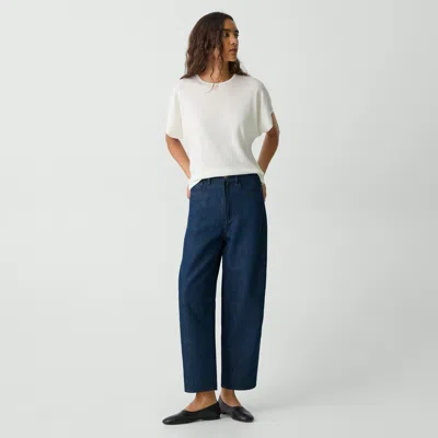 Theory Cropped Barrel Pant In Relaxed Denim In Indigo