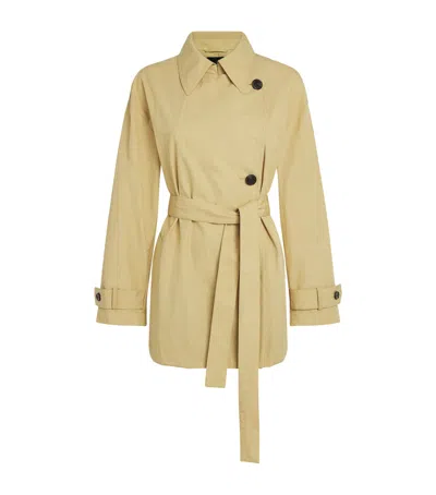 Theory Cropped Belted Trench Coat In Beige