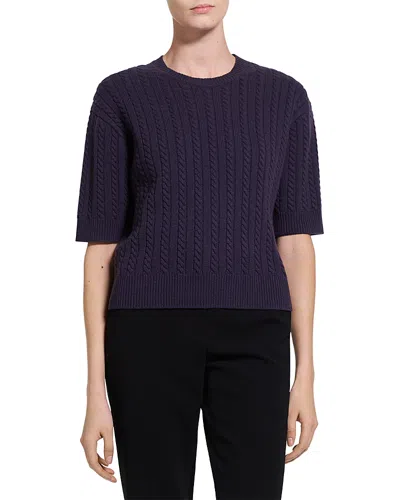 Theory Cropped Cable Knit Cashmere Crewneck Sweater - Exclusive In Brown