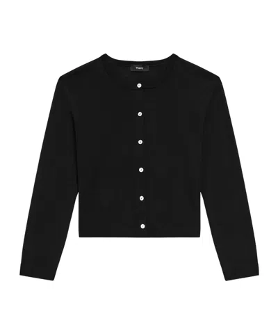 Theory Cropped Cardigan In Black