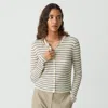 Theory Cropped Cardigan In Cable Knit Linen In Light Parchment Multi