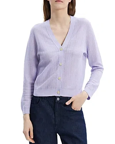 Theory Cropped Cardigan In Purple
