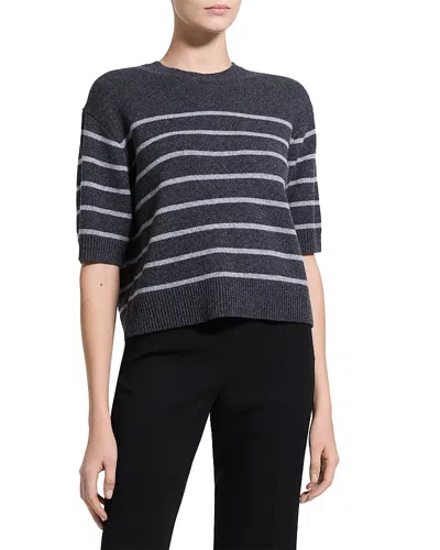 Theory Cropped Cashmere Crewneck Sweater Tee In Blue