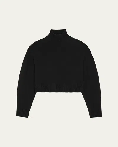 Theory Cropped Cashmere Pullover Sweater In Black