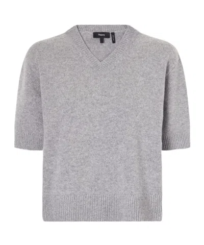 Theory Cropped Cashmere Sweater In Gray