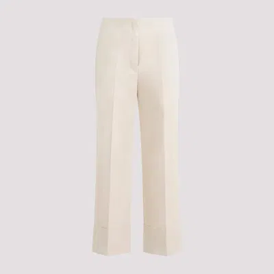 Theory Cropped Cotton Blend Pants For Women In Neutral