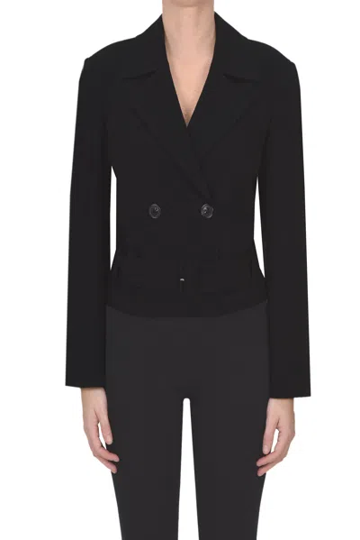 Theory Cropped Crepè Trench In Black