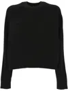 Theory Cropped Crew Neck Sweater In Black