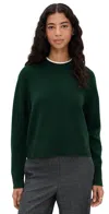 Theory Cropped Crewneck Cashmere Sweater Viridian In Green