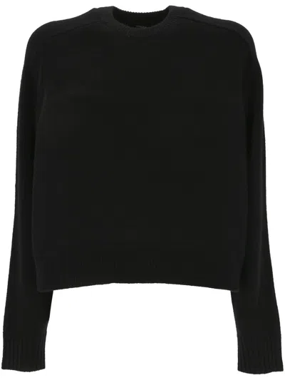 Theory Cropped Crewneck Jumper In Black
