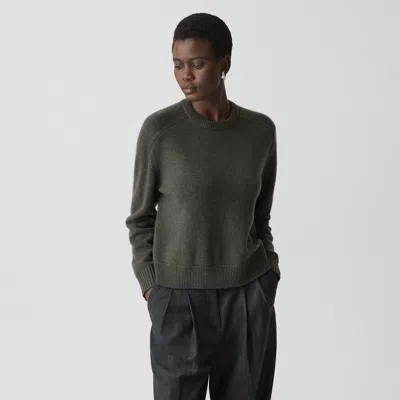 Theory Cropped Crewneck Sweater In Cashmere In Gray