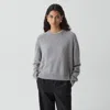 Theory Cropped Crewneck Sweater In Cashmere In Gray