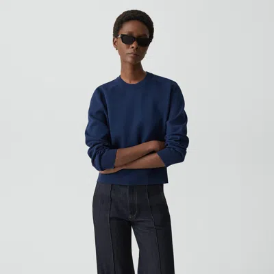 Theory Cropped Crewneck Sweater In Light Bilen In Blue