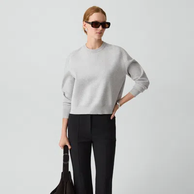 Theory Cropped Crewneck Sweater In Light Bilen In Gray