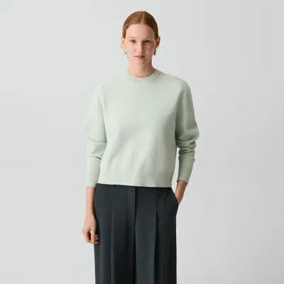 Theory Cropped Crewneck Sweater In Light Bilen In Green