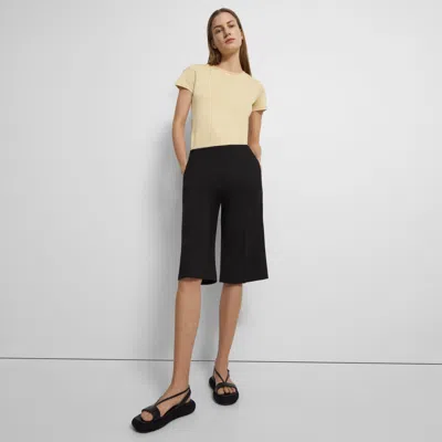 Theory Cropped Culotte In Good Wool In Black