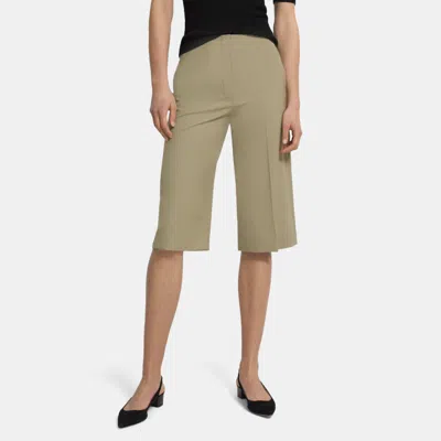 Theory Cropped Culotte In Stretch Wool In Soft Sage