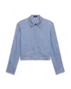 Theory Drawstring Hem Linen Blend Jacket In Blue