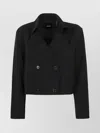 Theory Cropped Double-breasted Trench Coat In Black