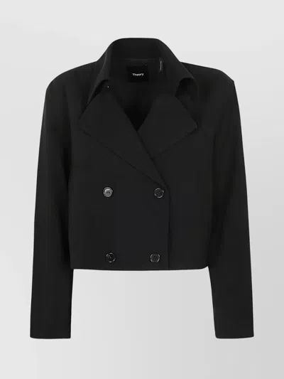 THEORY CROPPED DOUBLE-BREASTED TRENCH COAT