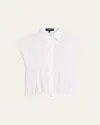 Theory Cropped Elasticated-waist Button-front Shirt In Multi