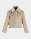 Theory Cropped Faux Fur Coat In Brown