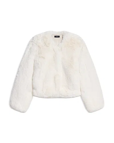 Theory Cropped Faux Fur Jacket In White