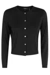 Theory Cropped Fitted Cardigan With Central Button Closure In Black